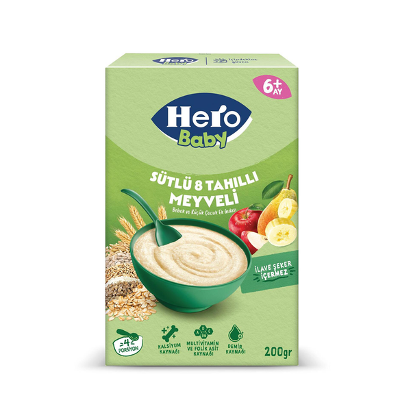 Hero Baby Milk Fruit 8 Cereal Spoon Food 200gr