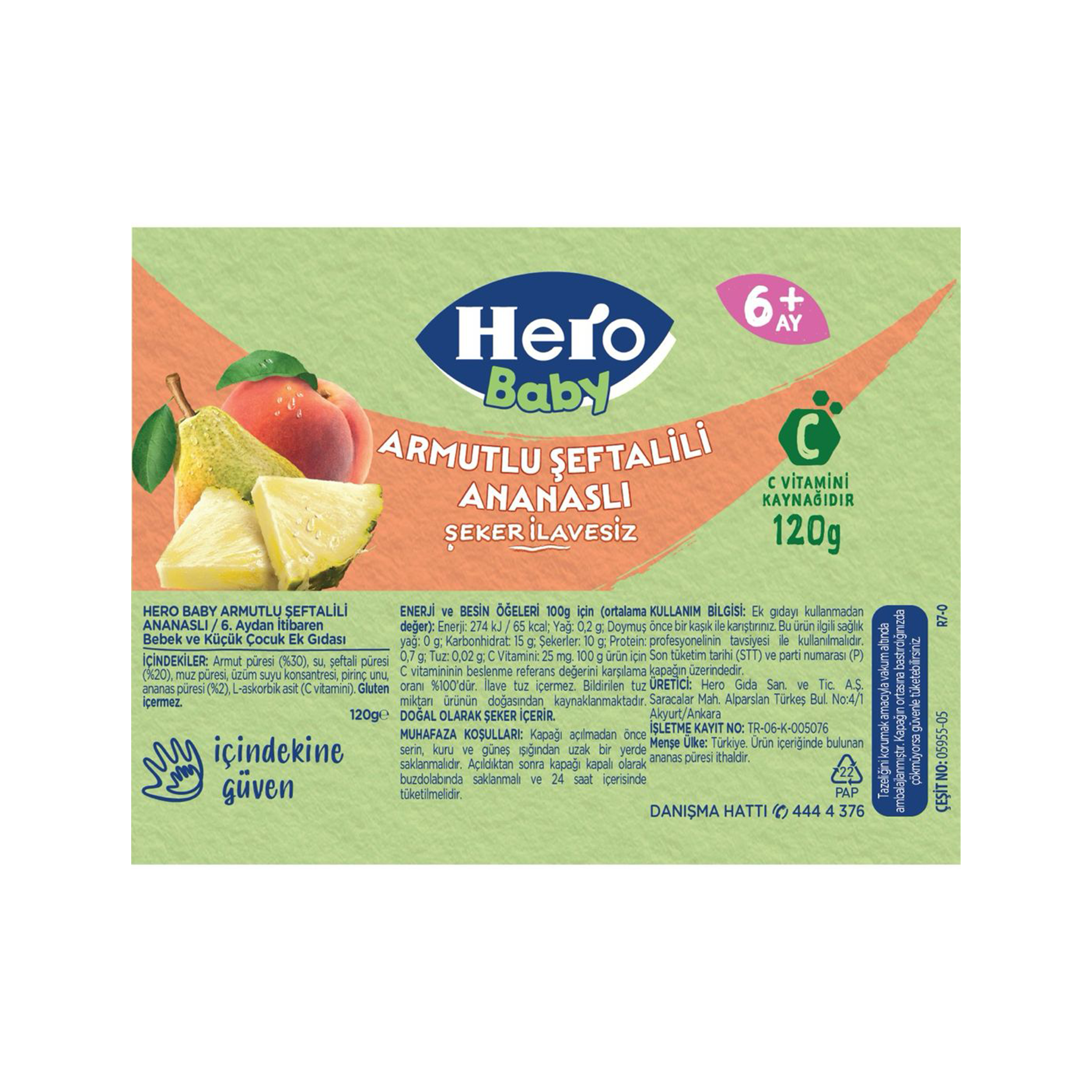 Hero Baby Pear Peach Pineapple 120gr