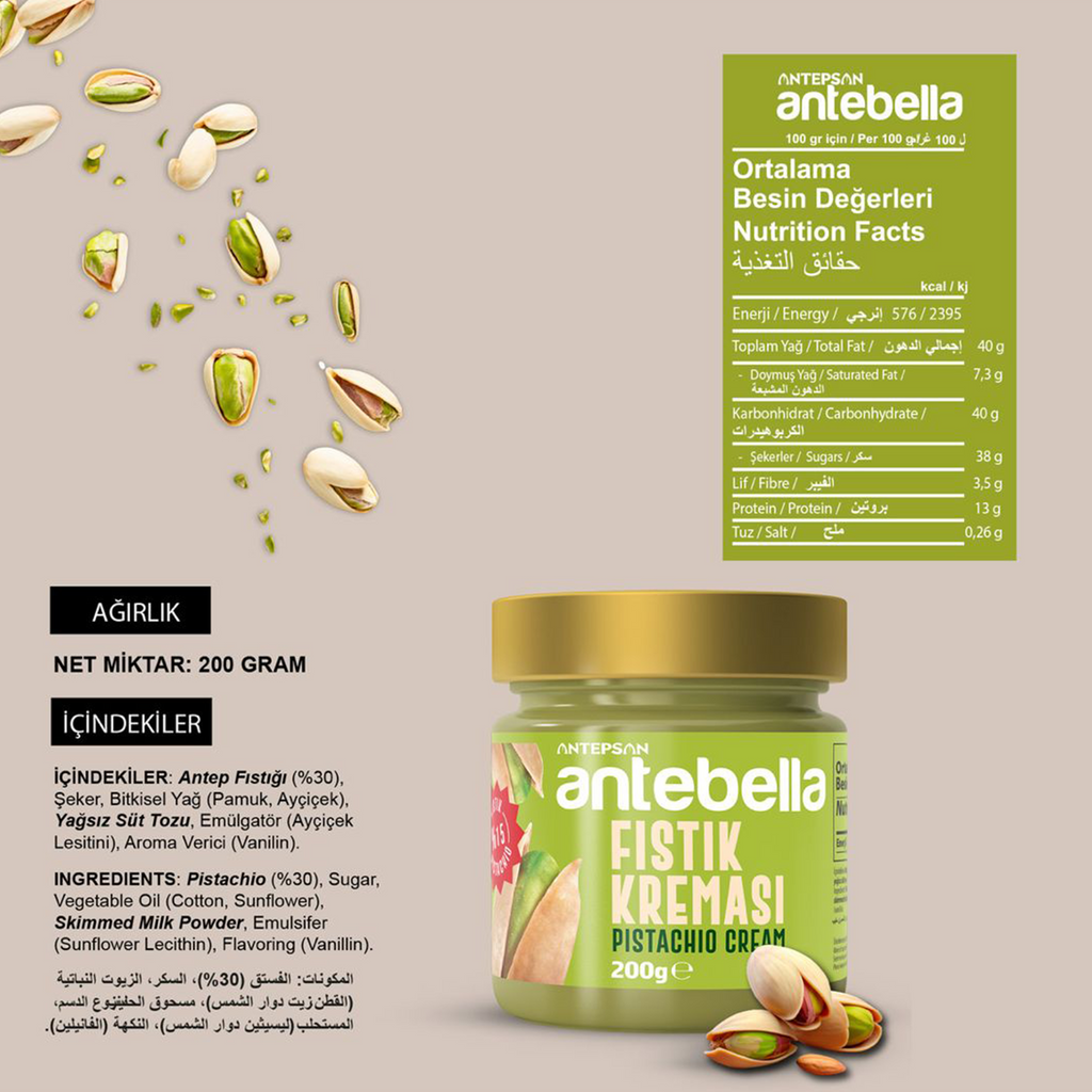 Antebella Pistachio Cream 200g - Per Box (12 Pieces)