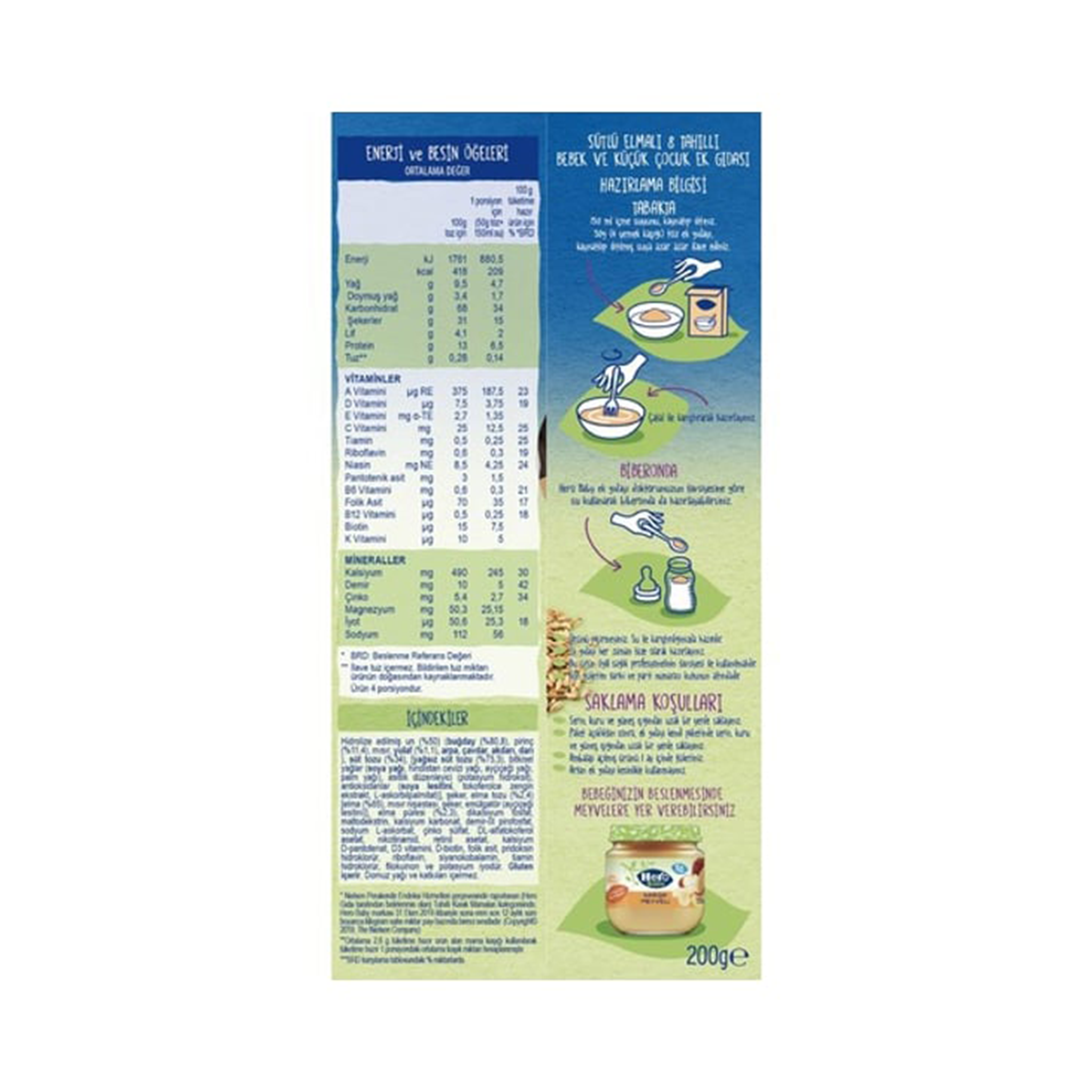 Hero Baby Night Milk Apple 8 Grain Spoon Food 200gr