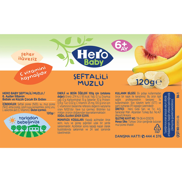 Hero Baby Peach Banana Jar Food 120gr