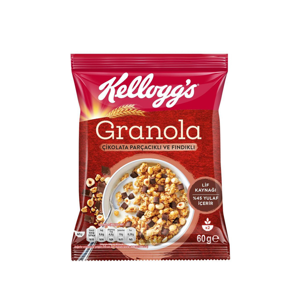 Kellogg’s Chocolate Chip & Hazelnut Granola 60g – Contains 44% Oats, Source of Fiber