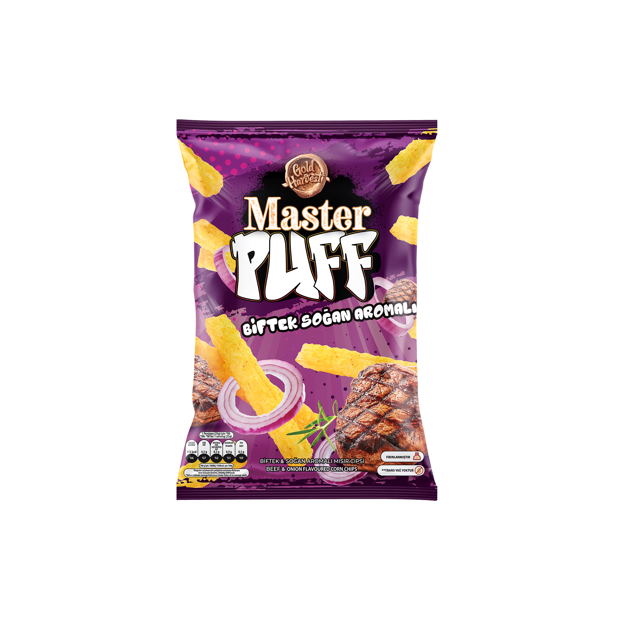Master Puff Steak Seasoned Corn Chips 25gr