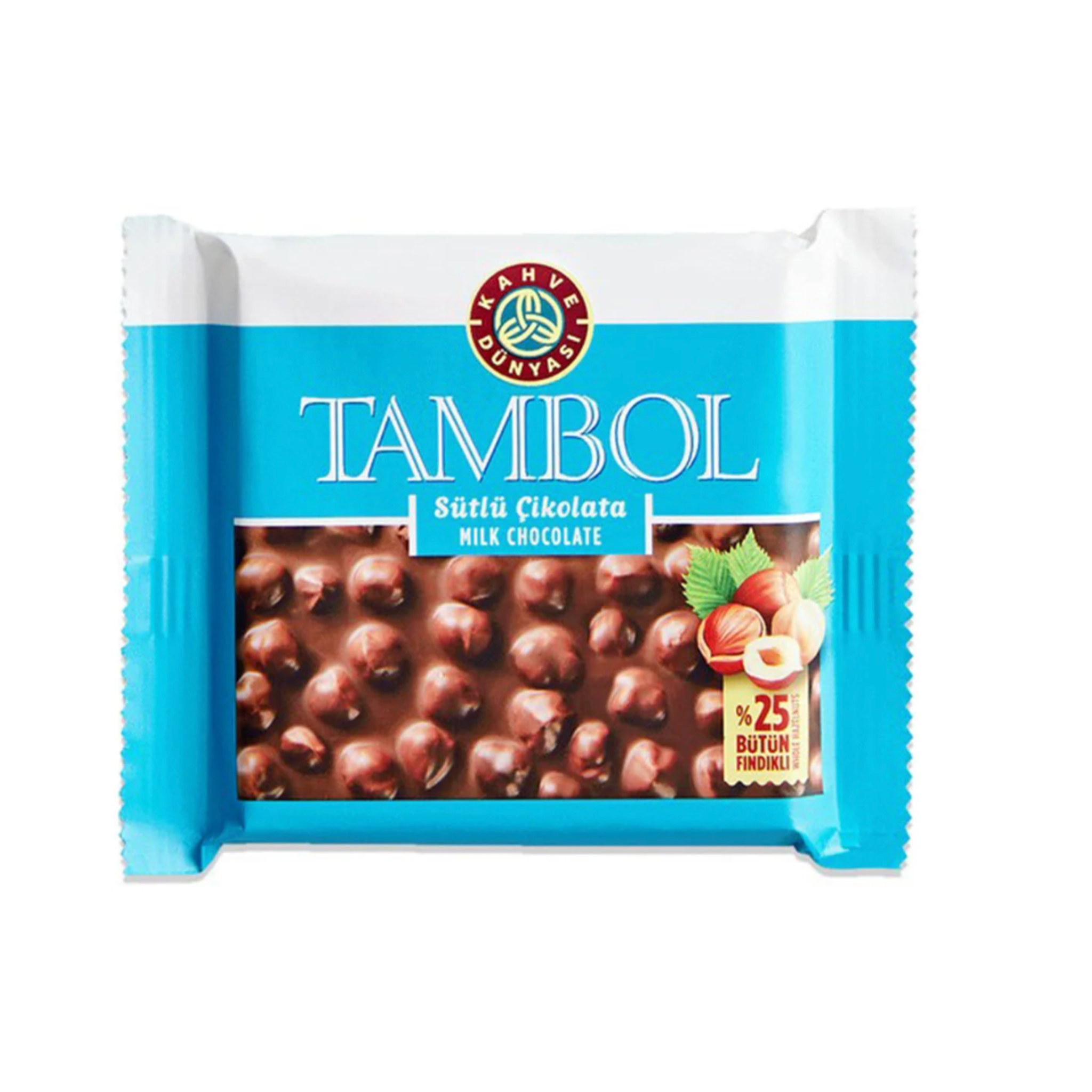 Kahve Dunyasi Tambol Milk Chocolate with Hazelnuts 77g - Per Box (40 Pieces)